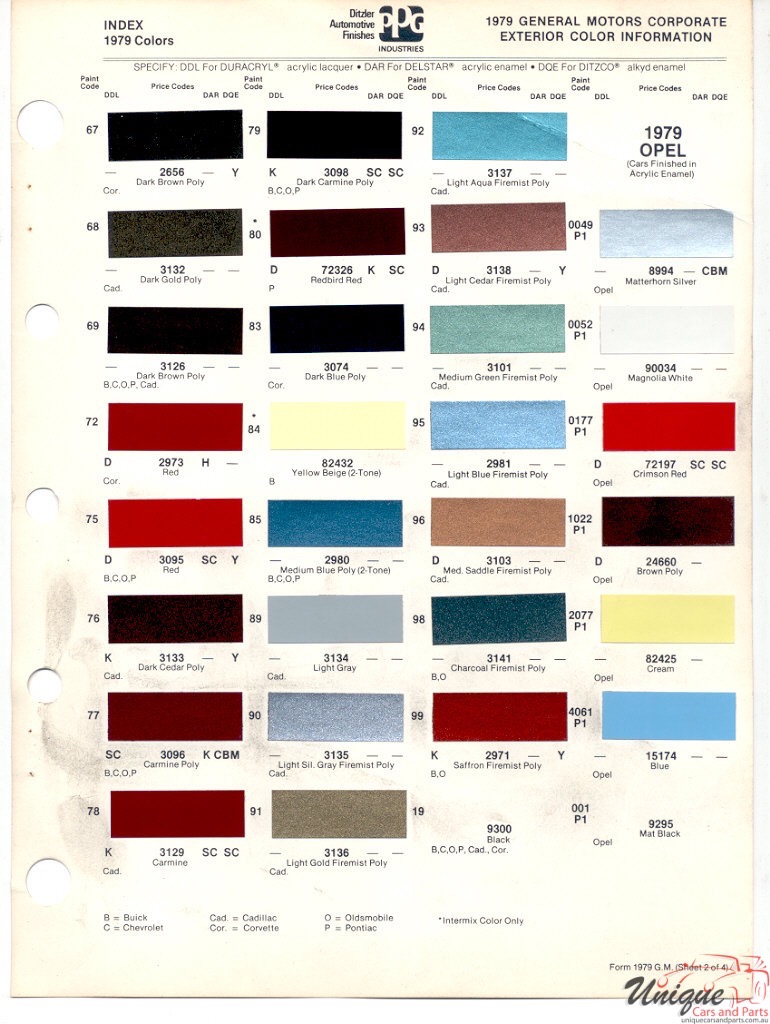 1979 General Motors Paint Charts PPG 2